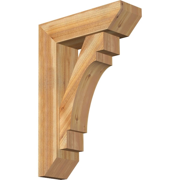 Ekena Millwork Merced Slat Rough Sawn Bracket w/ Offset Brace, Western Red Cedar, 8"W x 26"D x 38"H BKT0806X26X38MRC06RWR - main